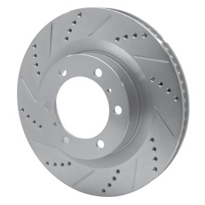 Lexus GX460 Brake Rotor (1) - Front Left - R1 Concepts - Drilled & Slotted - Silver - `10-`24